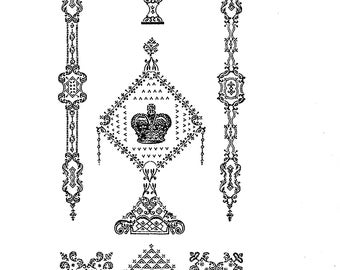 Vintage Ink Plate French Crown Clip Art