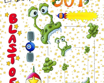 Spaced Out Blast Off to the Stars Alien Rocket Ships