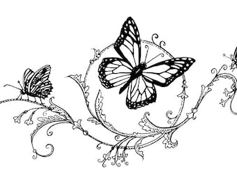 Butterflies and Filigree ink drawing by Jeff Goodsell