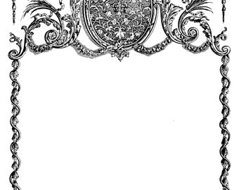 Vintage Ink Plate Crown Filigree Tradesman Card Frame Clip Art