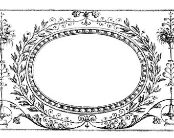 Vintage Ink Plate Horizontal Oval Filigree Tradesman Card Frame Clip Art