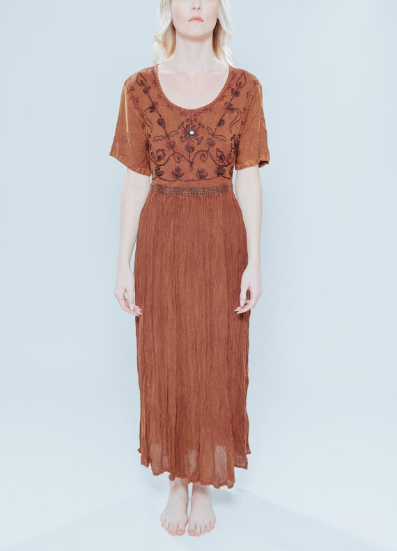 Vintage Rust Ethnic Boho Dress