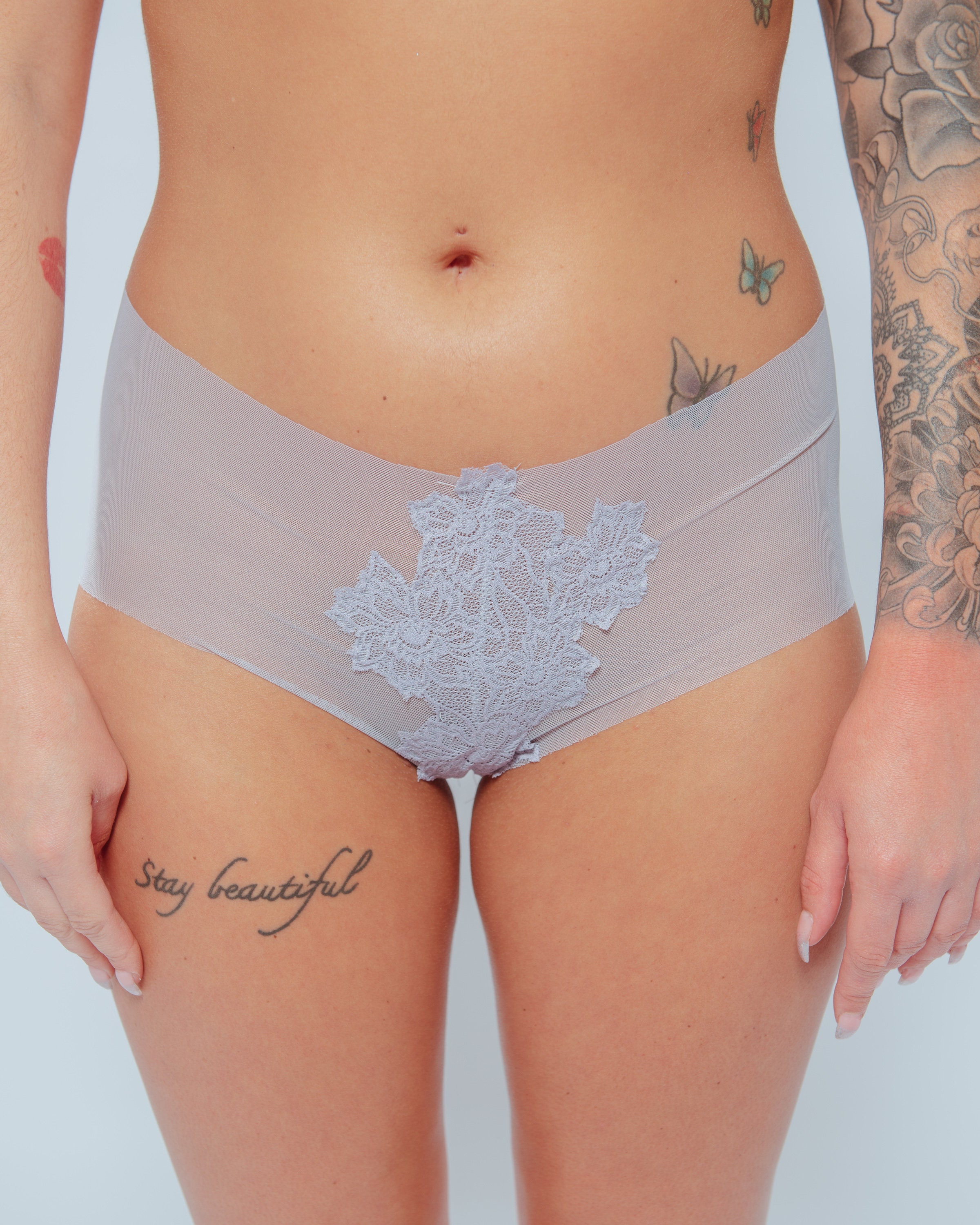 Mesh Boyshort Underwear Brief with Lace Appliqué Etsy
