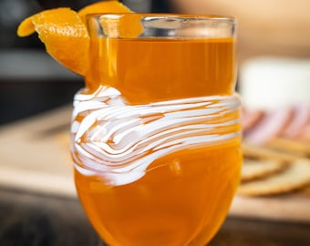 Handblown Stemless Wine Glass: "Wrap Cups" - Handmade Glass
