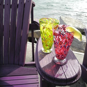 Speckle Stemless Glasses, Handblown Glass, One of a Kind, Handmade Glassware, Colourful Tumblers, Wineware, Wine Glasses, Dishwasher Safe