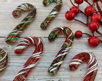 Candy Cane Ornament, Candy Cane, Handmade Ornament, Glass Ornament, Handblown Glass Ornament, Blown Glass, Decoration, Holiday Ornament