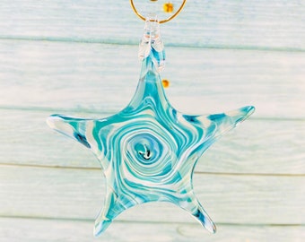 Star Ornament, Tree Ornament, Handmade Ornament, Glass Ornament, Handblown Glass Ornament, Blown Glass, Decoration, Holiday Ornament