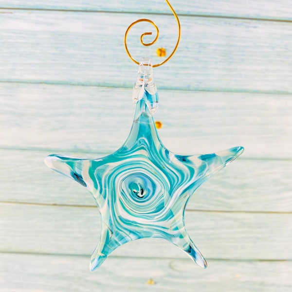 Star Ornament, Tree Ornament, Handmade Ornament, Glass Ornament, Handblown Glass Ornament, Blown Glass, Decoration, Holiday Ornament