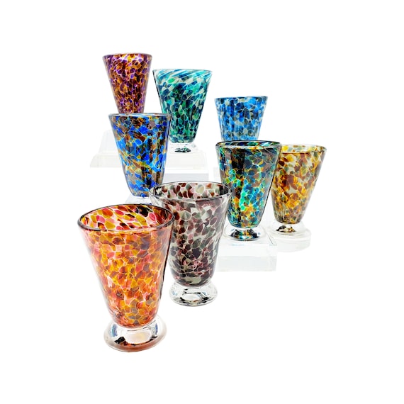 Set of 8 Glasses Hand Blown Wine Glasses Water Glasses 