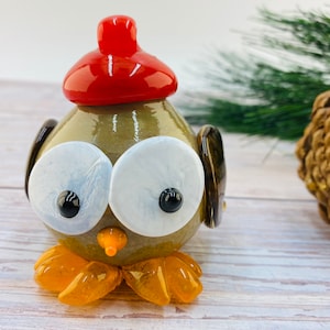 Glass Owl Ornament, Christmas Ornament, holiday ornament, Ornament, Handmade Ornament, Glass Ornament, Handblown Glass Ornament