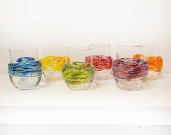 Handmade Glass - "Wrap Cups", Wine Glass, Water Glass, Handblown Glass, Handmade Glass, Cocktail Glass, Stemless, Dishwasher Safe