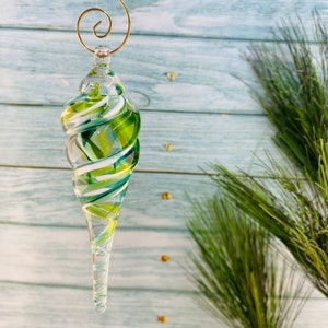 Icicle Ornament, Icicle, Handmade Ornament, Glass Ornament, Handblown Glass Ornament, Blown Glass, Decoration, Holiday Ornament