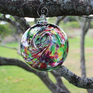 Glass Ornament - &quot;Friendship Ball&quot;,  Mother&#39;s Day Ornament, Handmade Ornament, Stocking Stuffer, Handblown Glass Bauble, Blown Glass