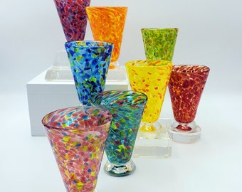 Set of 8 Glasses - Hand Blown, Wine Glasses, Water Glasses, New Glasses, Handblown Glass, Handmade Glass, Speckle Cups