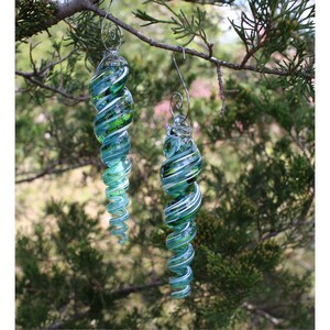 Handmade Glass Twizzle Ornament: Blown Glass Holiday Decor