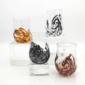 Glass - Hand Blown, Wine Glass, Water Glass, New Glass, Handblown Glass, Handmade Glass, Twisty Cups, Stemless, Dishwasher Safe