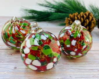 Glass Ball Ornament, Glass Baubles, Christmas Baubles, Glass Ornament, Handblown Glass Ornament, Blown Glass, Decoration, Holiday Ornament