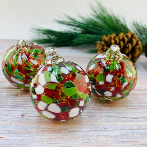 Glass Ball Ornament, Glass Baubles, Christmas Baubles, Glass Ornament, Handblown Glass Ornament, Blown Glass, Decoration, Holiday Ornament