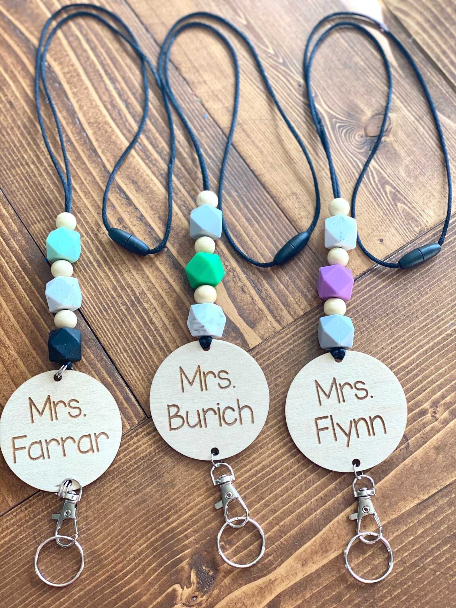 Customized Teacher Lanyard/ Engraved Lanyard/ beaded lanyard/ Etsy