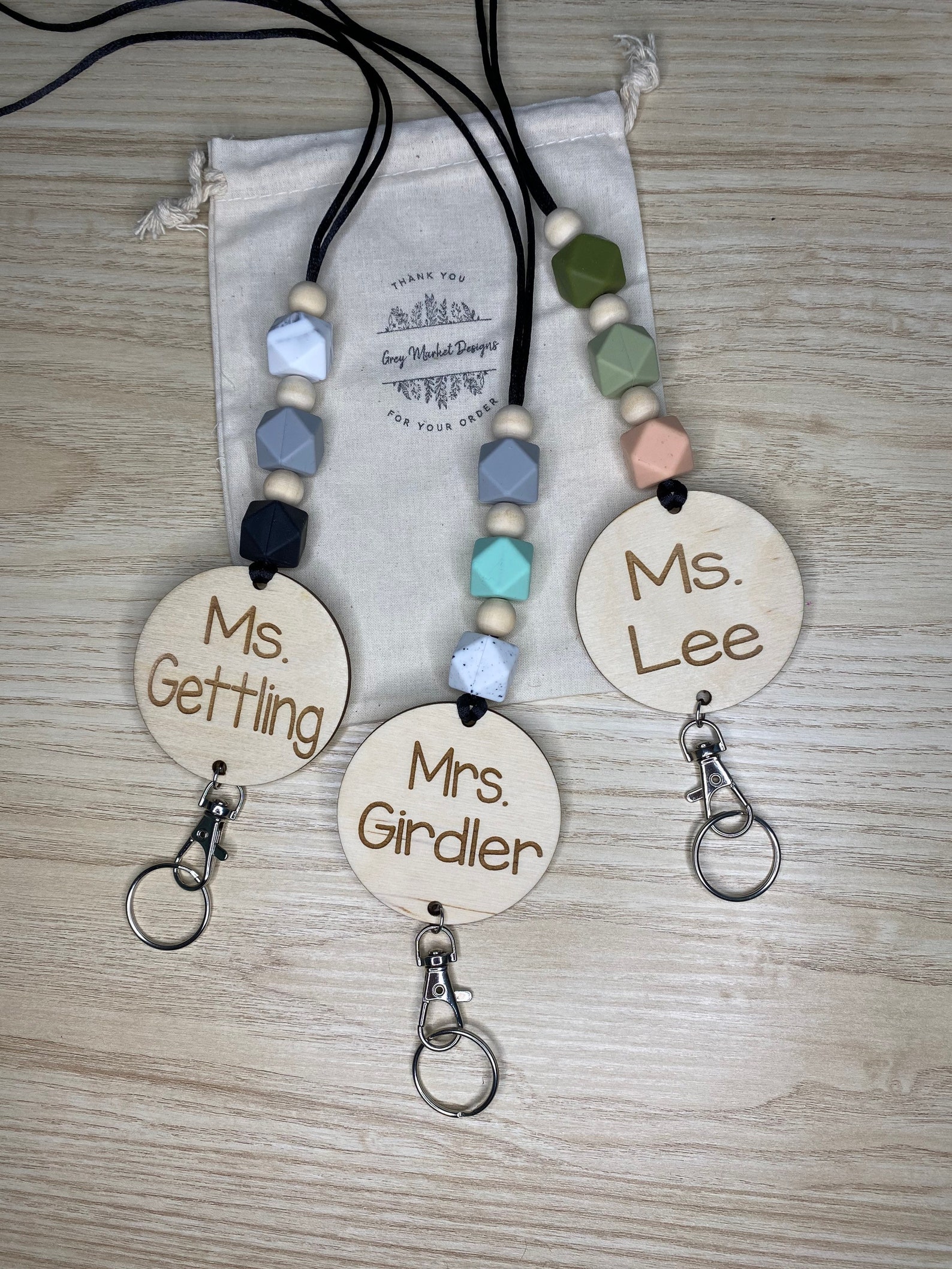 Customized Teacher Lanyard/ Engraved Lanyard/ beaded lanyard/ Etsy
