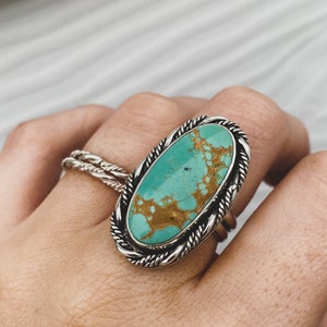 Large Royston Turquoise Statement Ring, sterling silver, size 7.25