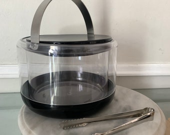 Retro Danish Stelton Clear Plastic & Black Ice Bucket Designed by Erik Magnussen