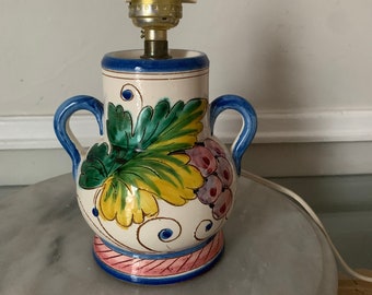 Small Retro Hand Painted  Mexican Pottery Lamp No Shade