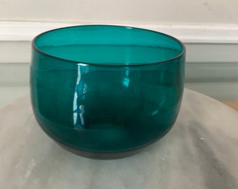 Hand Blown Emerald Green Handblown Glass Bowl