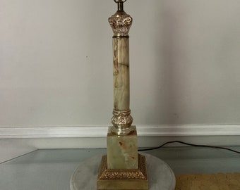 MCM Neoclassical Onyx Marble Table Lamp No Shade