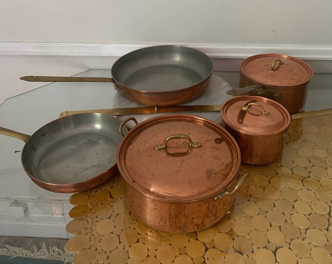 Set of 9 Vintage Tagus Copper Pans and Pots With Lids Made in Portugal Etsy