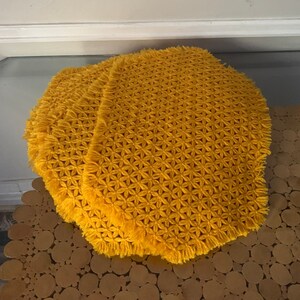 Set of 6 Bright Yellow Hexagon Woven Placemats with Fringe