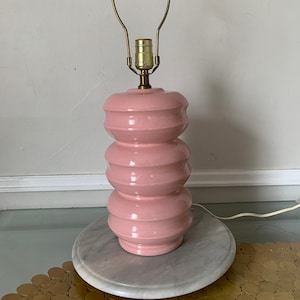 MCM Pink Ceramic Table Lamp No Shade