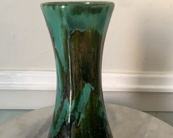 MCM Turquoise Drip Blue Pottery Vase