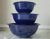 Awesome Vintage Pyrex Corning Indigo Blue Nesting Bowls No 322 323 325