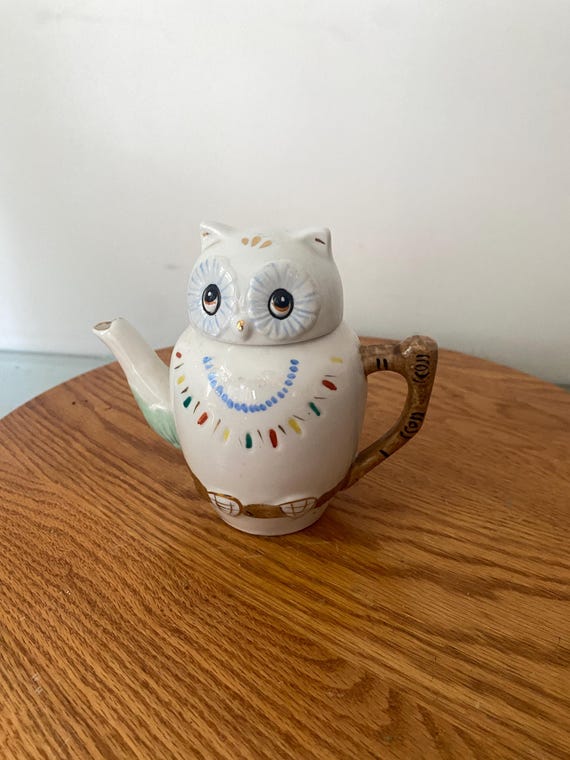日本製ヴィンテージの小さな陶器製フクロウティーポット - Etsy 日本