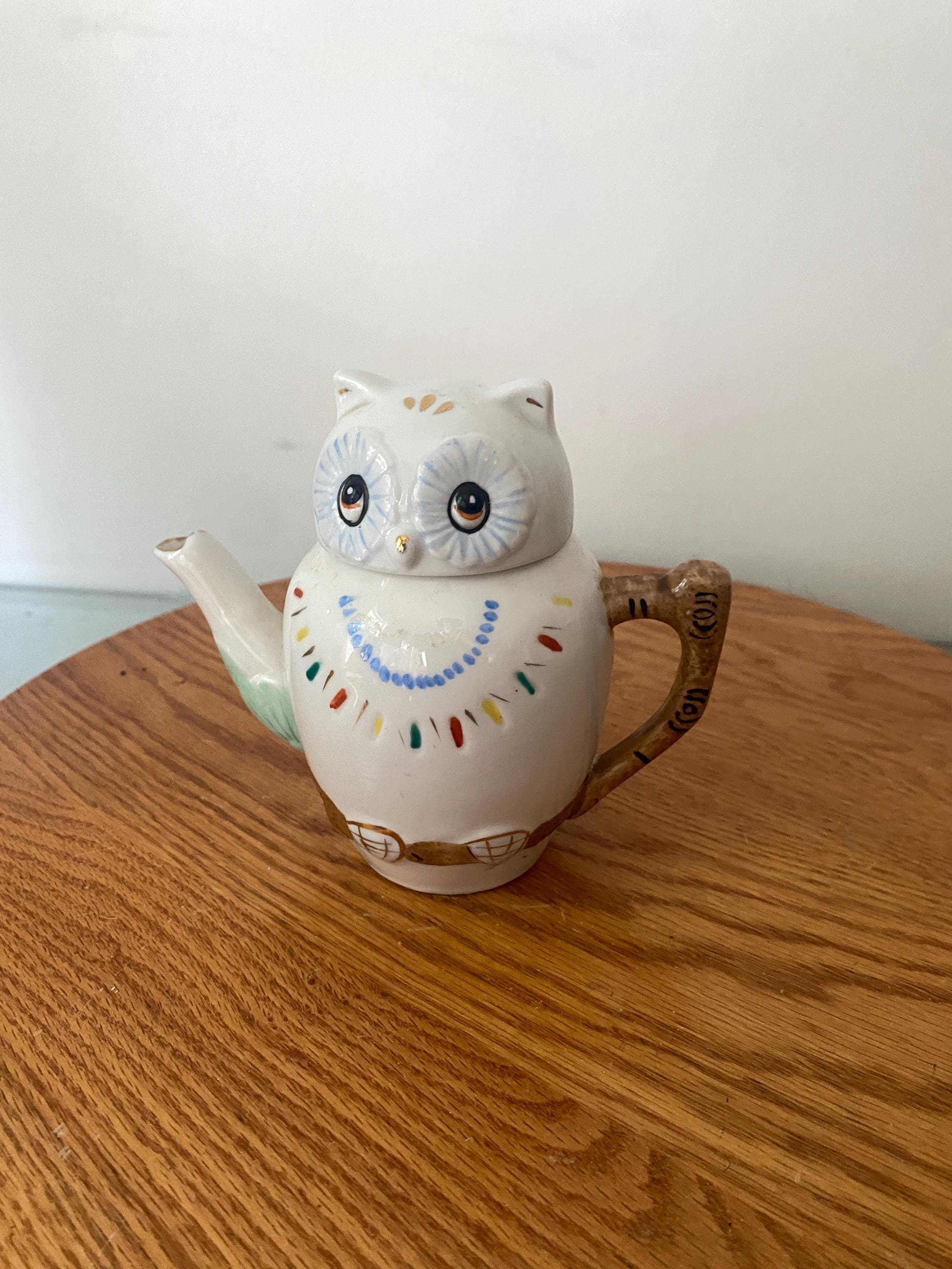 日本製ヴィンテージの小さな陶器製フクロウティーポット - Etsy 日本