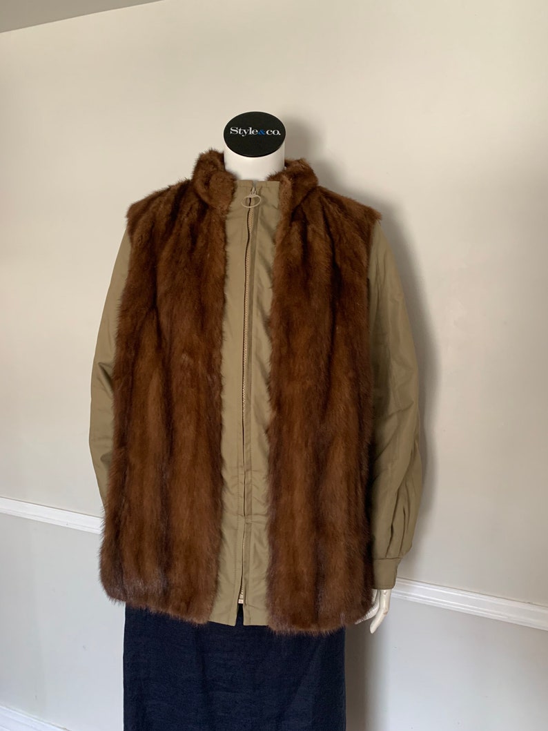 Vintage Kahnert 2 Piece Khaki /& Fur Trench Size Medium