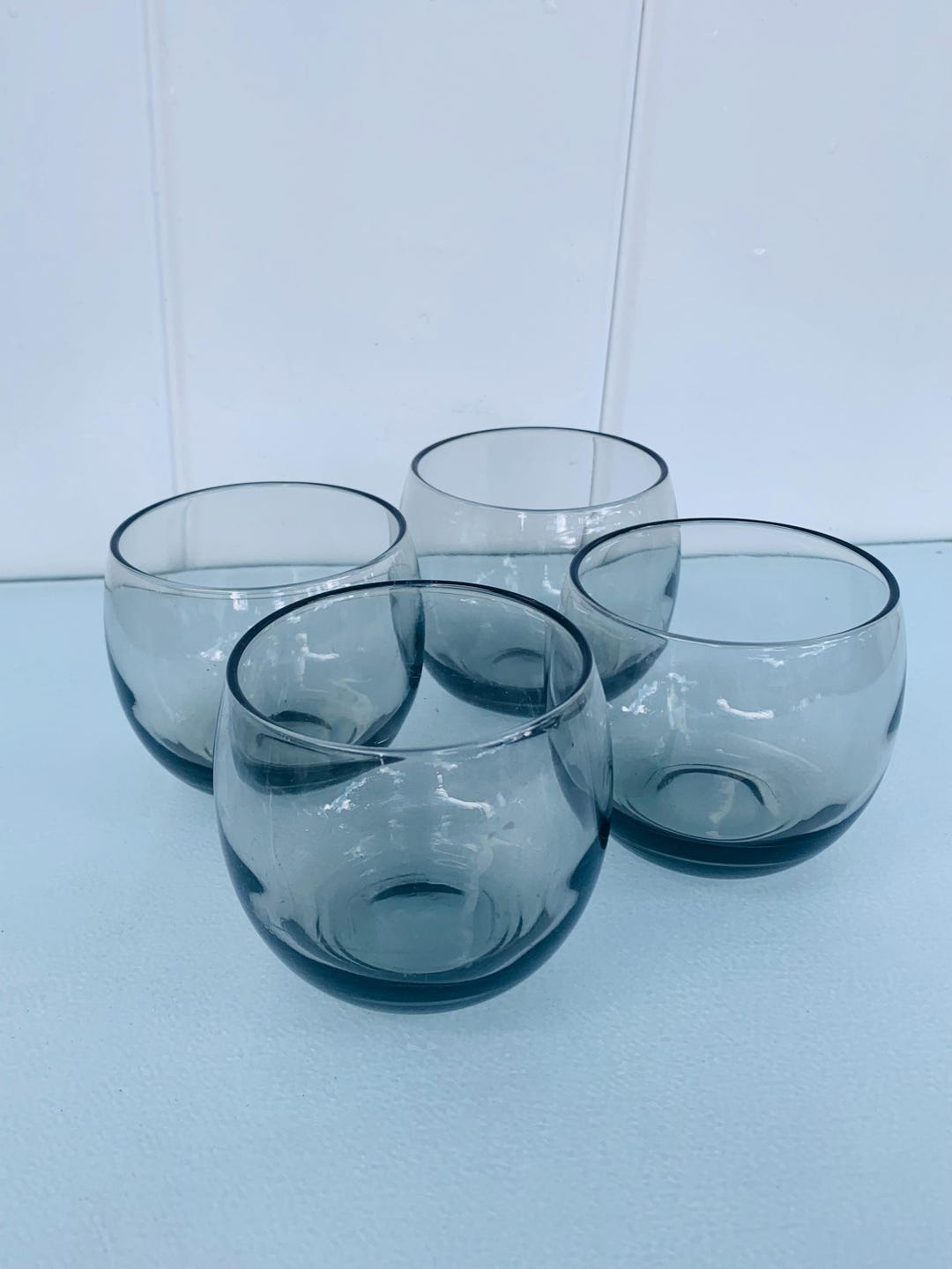 Set of 4 MCM Smokey Gray Roly Poly Glasses - Etsy