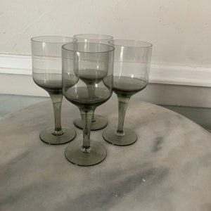 MCM Set of 4 Short Smokey Gray Liqueur Glasses