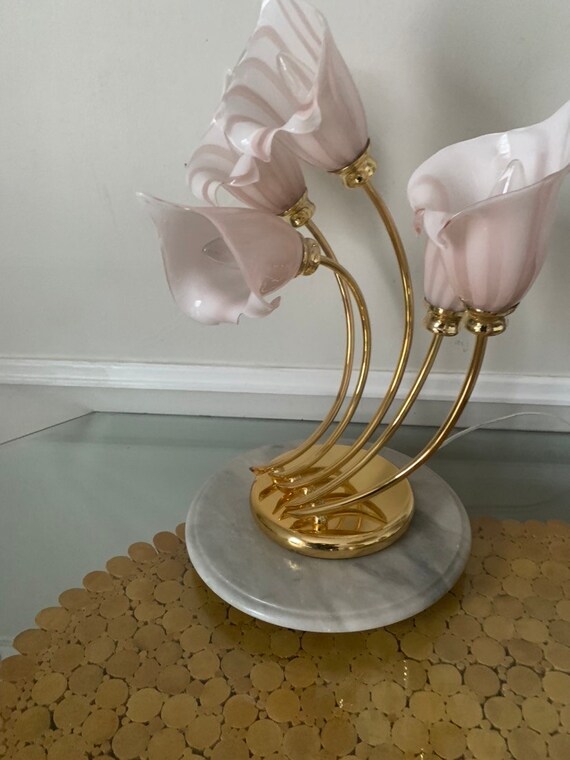 Vintage brass flower sale lamp