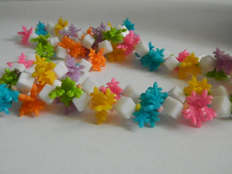 Vintage 1960s Extra Long Colourful Bead Necklace