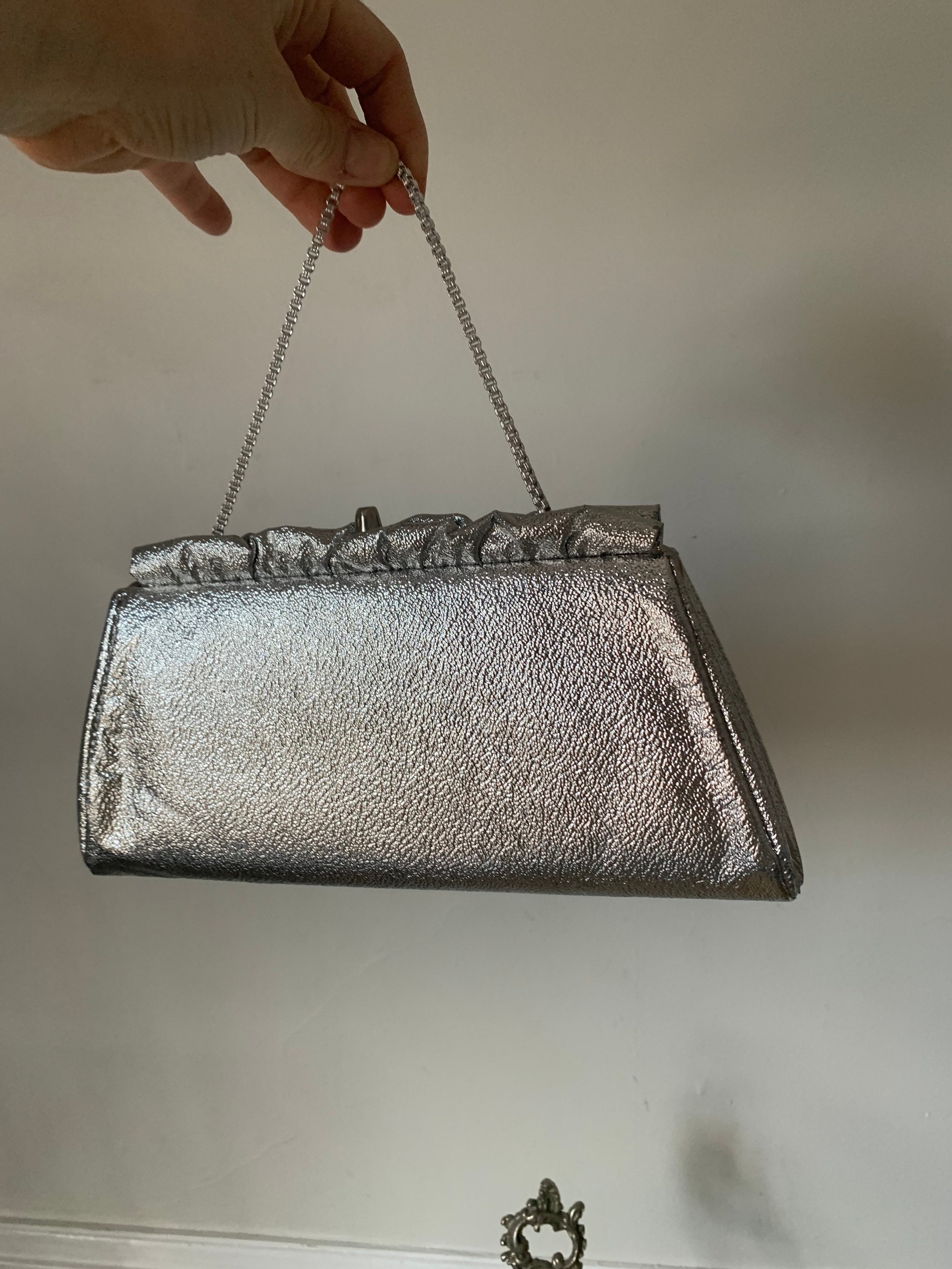 Vintage 1960s Shiny Silver Purse Evening Bag that Converts | Etsy