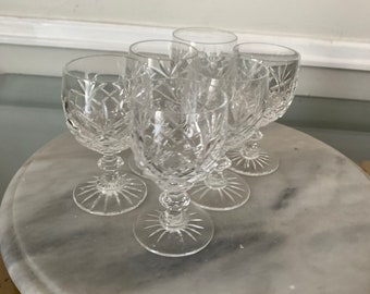 Set of 6 Small Vintage Crystal Sherry Glasses