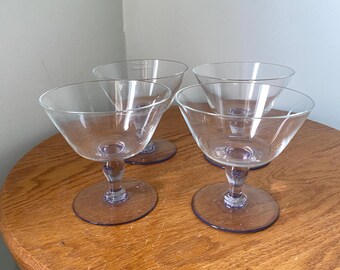 Set of 6 Vintage Lilac Stem Dessert Glasses