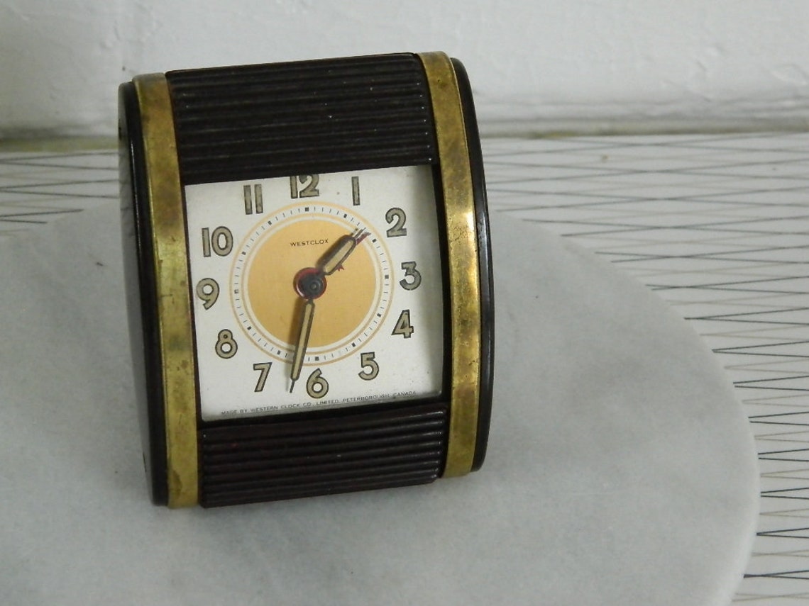 Black Westclox Portable Alarm Clock Manual Wind Up Made in Etsy