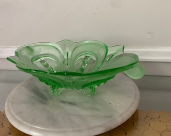Vintage Clear Green Glass Dish