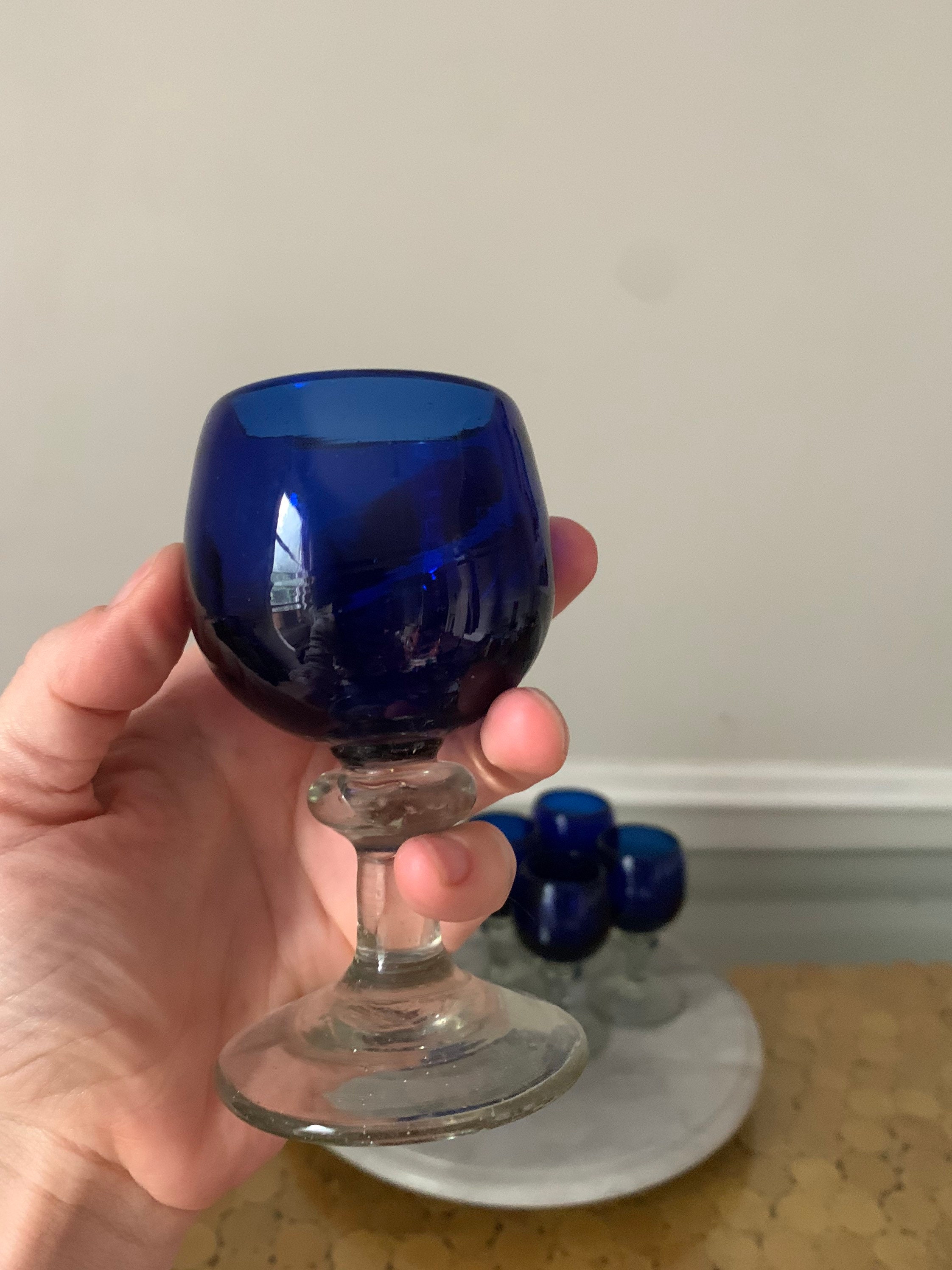 Set of 6 Small Retro Mexican Cobalt Blue Aperitif Glasses - Etsy