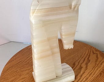 Vintage Onyx Pferdekopf Buchstützen