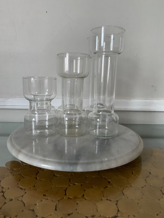 Set of 6 Vintage Tall & Short Pyrex Barbell Drinking Glasses Made in USA 