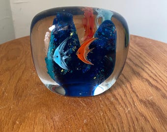 Vintae Clear Glass Fish Paper Weight
